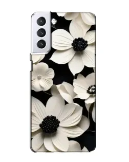 Чехол для Samsung Galaxy S21 с картинкой «Объемные белые цветы»