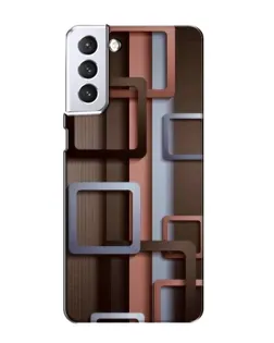 Чехол для Samsung Galaxy S21 с картинкой «Коричневые объемные квадраты»