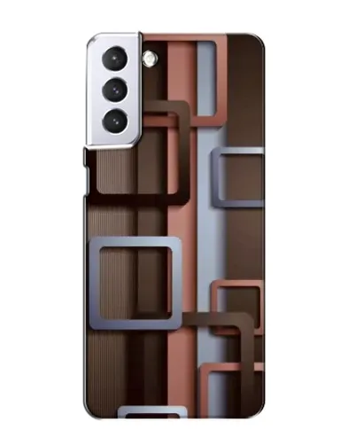 Чехол для Samsung Galaxy S21 с картинкой «Коричневые объемные квадраты»