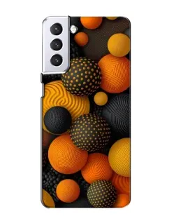 Чехол для Samsung Galaxy S21 с картинкой «Объемные оранжевые сферы»