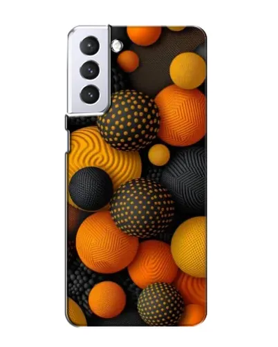 Чехол для Samsung Galaxy S21 с картинкой «Объемные оранжевые сферы»