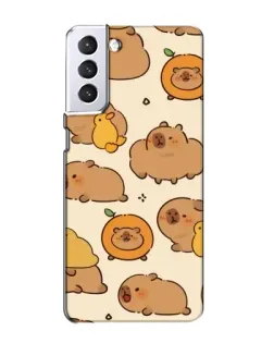Чехол для Samsung Galaxy S21 с картинкой «Капибары с апельсинами»