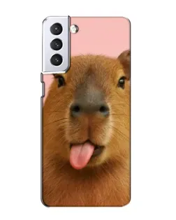 Чехол для Samsung Galaxy S21 с картинкой «Капибара с языком»
