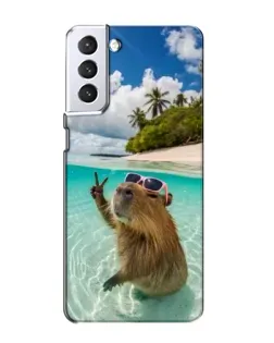 Чехол для Samsung Galaxy S21 с картинкой «Капибара на море»