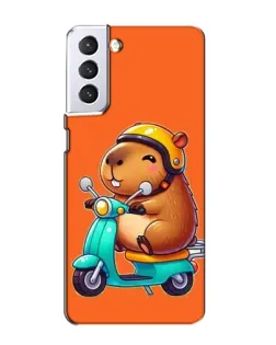 Чехол для Samsung Galaxy S21 с картинкой «Капибара на скутере»