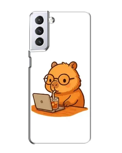 Чехол для Samsung Galaxy S21 с картинкой «Капибара с ноутбуком» Чехол для Samsung Galaxy S21 с картинкой «Капибара с ноутбуком»