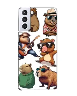Чехол для Samsung Galaxy S21 с картинкой «Крутые капибары музыканты»