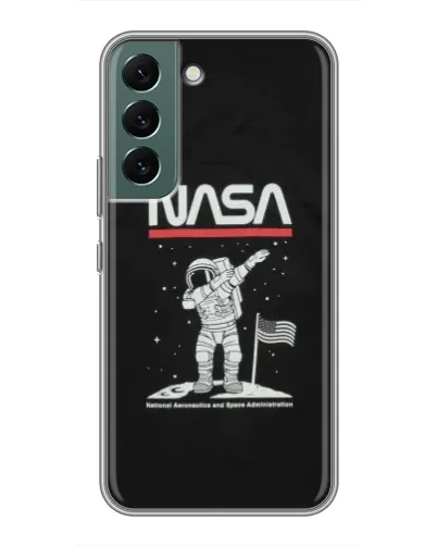 Чехол для Samsung Galaxy S22 Plus с картинкой «NASA — шагаем по Луне»