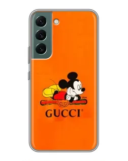 Чехол для Samsung Galaxy S22 Plus с картинкой «Микки Маус Gucci — оранж»