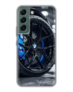Чехол для Samsung Galaxy S22 Plus с картинкой «Колесо BMW вблизи»