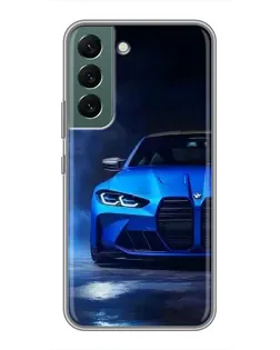 Чехол для Samsung Galaxy S22 Plus с картинкой «Голубая BMW M4»