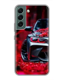 Чехол для Samsung Galaxy S22 Plus с картинкой «Спортивная BMW и цветы»