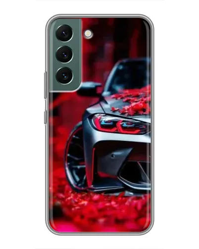 Чехол для Samsung Galaxy S22 Plus с картинкой «Спортивная BMW и цветы» Чехол для Samsung Galaxy S22 Plus с картинкой «Спортивная BMW и цветы»