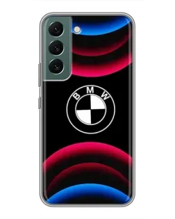 Чехол для Samsung Galaxy S22 Plus с картинкой «Логотип BMW и неоновые дуги»