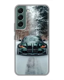Чехол для Samsung Galaxy S22 Plus с картинкой «BMW в зимнем лесу»