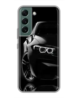 Чехол для Samsung Galaxy S22 Plus с картинкой «Черная BMW — профиль»
