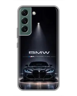 Чехол для Samsung Galaxy S22 Plus с картинкой «BMW сквозь ночной город»