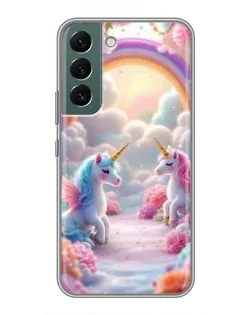 Чохол для Samsung Galaxy S22 Plus з картинкою «Веселка і єдинороги»