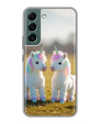 Чехол для Samsung Galaxy S22 Plus с картинкой «Пара единорогов»