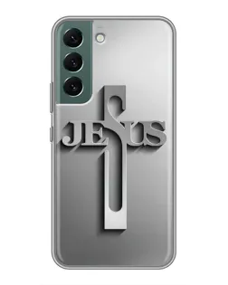 Чохол для Samsung Galaxy S22 Plus з картинкою «Металевий хрест Jesus»
