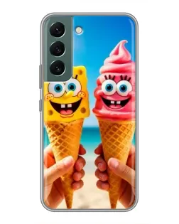 Чехол для Samsung Galaxy S22 Plus с картинкой «Спанч Боб мороженое»