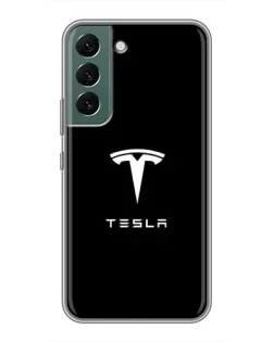 Чехол для Samsung Galaxy S22 Plus с картинкой «Tesla White Logo»