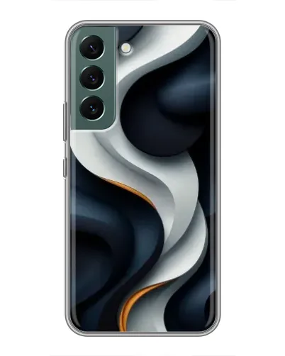 Чехол для Samsung Galaxy S22 Plus с картинкой «Объемные черно-белые ленты» Чехол для Samsung Galaxy S22 Plus с картинкой «Объемные черно-белые ленты»
