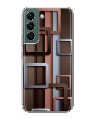 Чехол для Samsung Galaxy S22 Plus с картинкой «Коричневые объемные квадраты» Чехол для Samsung Galaxy S22 Plus с картинкой «Коричневые объемные квадраты»