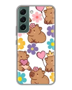 Чохол для Samsung Galaxy S22 Plus з картинкою «Квітковий паттерн капібар»