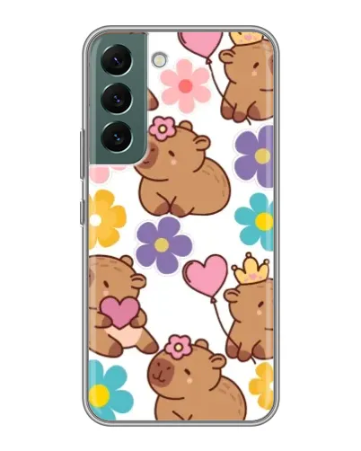 Чехол для Samsung Galaxy S22 Plus с картинкой «Цветочный паттерн капибар»