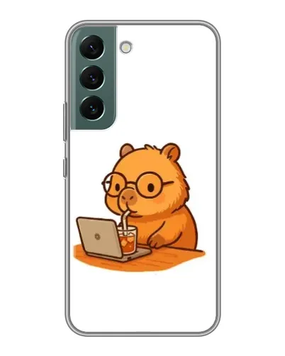 Чехол для Samsung Galaxy S22 Plus с картинкой «Капибара с ноутбуком»