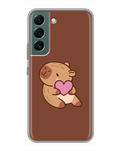 Чехол для Samsung Galaxy S22 Plus с картинкой «Капибара с сердцем»