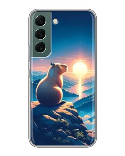 Чехол для Samsung Galaxy S22 Plus с картинкой «Закат солнца с капибарой»