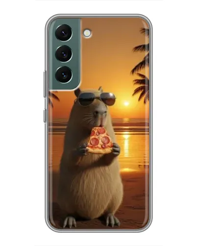Чехол для Samsung Galaxy S22 Plus с картинкой «Капибара с пиццей»