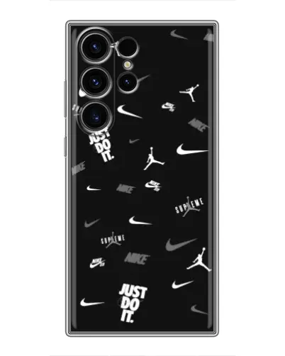 Чехол для Samsung Galaxy S22 Ultra с картинкой «Nike Black Pattern»
