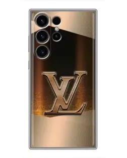 Чехол для Samsung Galaxy S22 Ultra с картинкой «LV — золотое сияние»