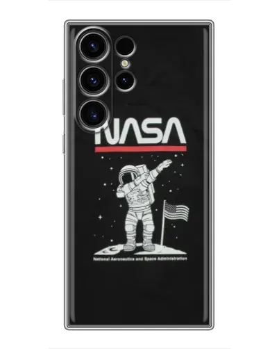 Чехол для Samsung Galaxy S22 Ultra с картинкой «NASA — шагаем по Луне»