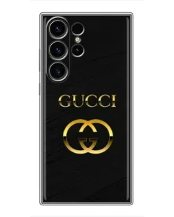 Чехол для Samsung Galaxy S22 Ultra с картинкой «Золотой логотип Gucci»