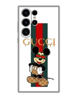 Чехол для Samsung Galaxy S22 Ultra с картинкой «Микки Маус Gucci — полосы»
