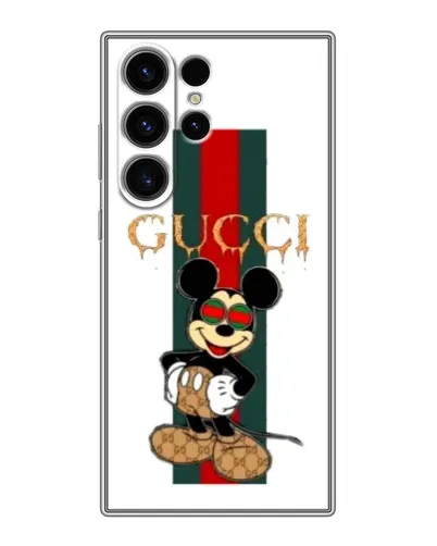Чехол для Samsung Galaxy S22 Ultra с картинкой «Микки Маус Gucci — полосы»