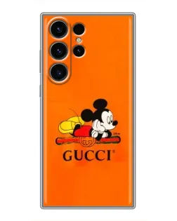 Чехол для Samsung Galaxy S22 Ultra с картинкой «Микки Маус Gucci — оранж»