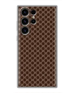 Чехол для Samsung Galaxy S22 Ultra с картинкой «Gucci — шоколадная сетка»