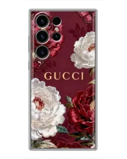 Чехол для Samsung Galaxy S22 Ultra с картинкой «Gucci — бордовые розы»