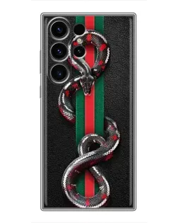 Чехол для Samsung Galaxy S22 Ultra с картинкой «Gucci — змея на полосе»