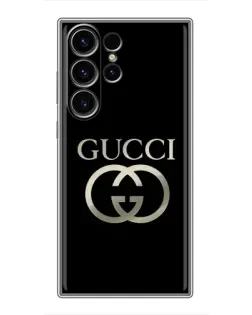 Чехол для Samsung Galaxy S22 Ultra с картинкой «Gucci — золото на черном»