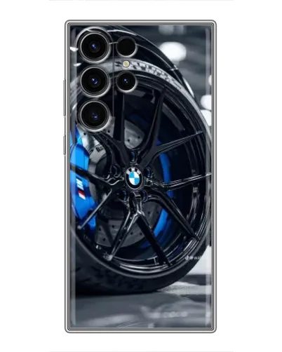 Чехол для Samsung Galaxy S22 Ultra с картинкой «Колесо BMW вблизи»