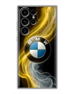 Чехол для Samsung Galaxy S22 Ultra с картинкой «Золотистый дым BMW»