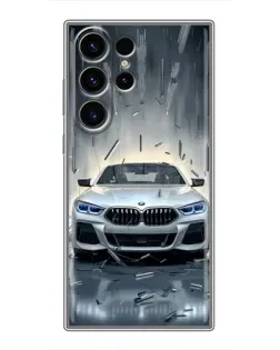 Чехол для Samsung Galaxy S22 Ultra с картинкой «BMW в свете фар»