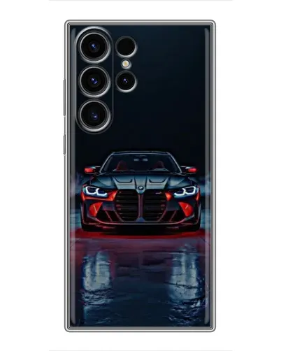 Чехол для Samsung Galaxy S22 Ultra с картинкой «BMW на мокрой дороге»