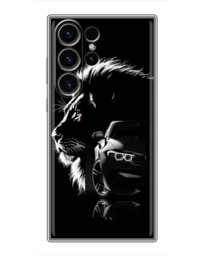 Чехол для Samsung Galaxy S22 Ultra с картинкой «BMW и лев»